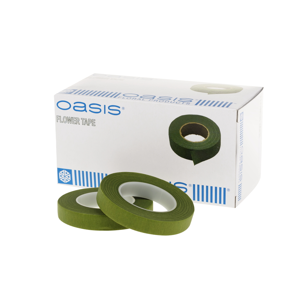 Лента-тейп, флористическая вощеная "Flower Tape", 13 ммx27 м, набор (12 шт), Oasis Светло-зеленый