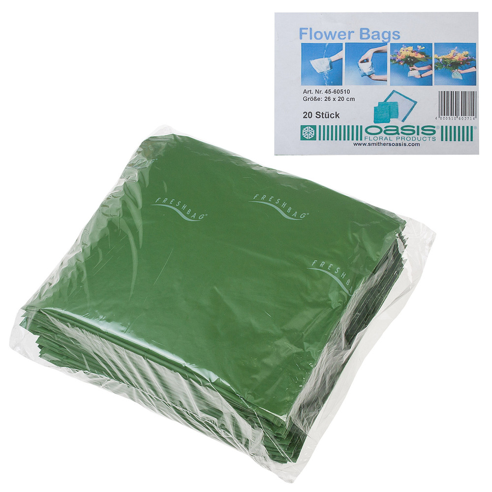 Пакет для транспортировки цветов, 26xH20 см, набор (20 шт), Oasis Зеленый