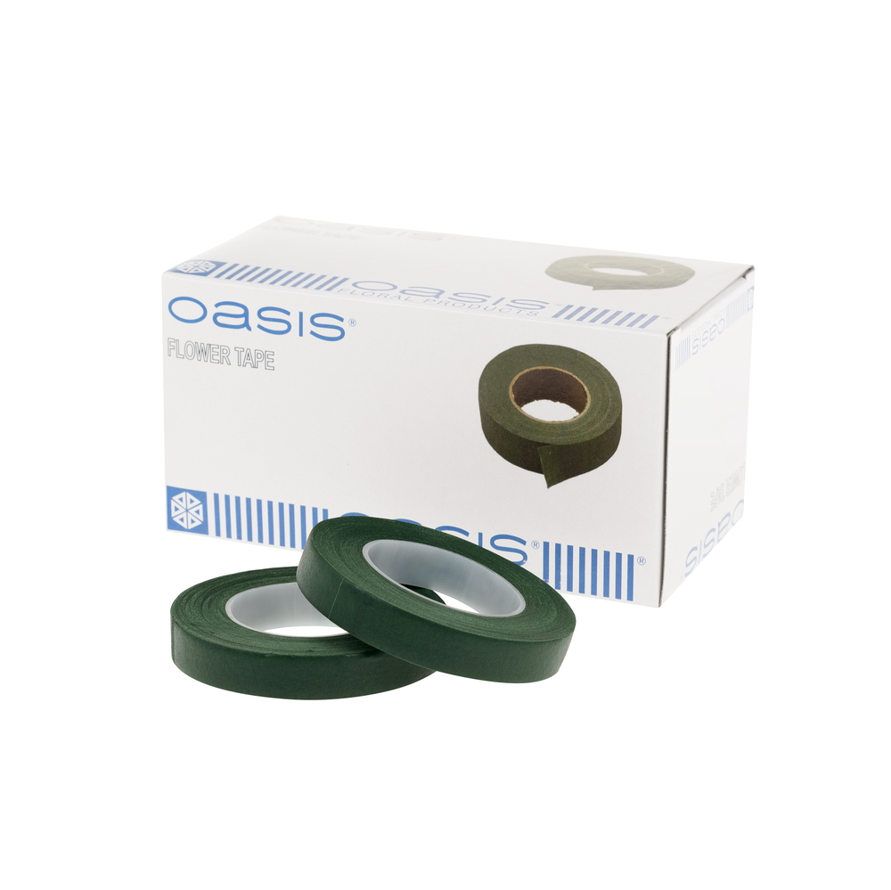 Лента-тейп, флористическая вощеная "Flower Tape", 13 ммx27 м, набор (12 шт), Oasis Зеленый