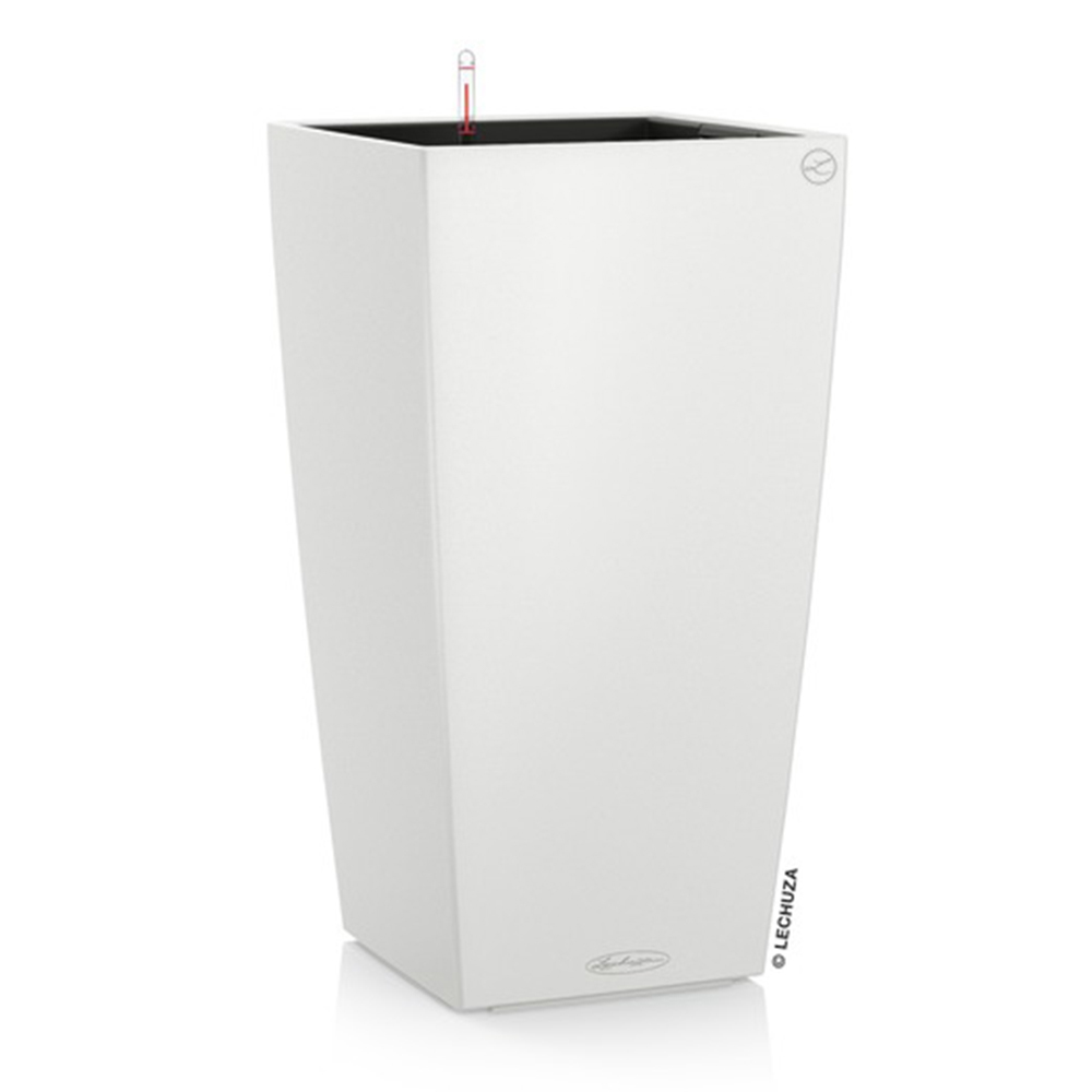 Кашпо Lechuza "Color Cubico Complete white" (пластик), 30x30xH56 см Белый