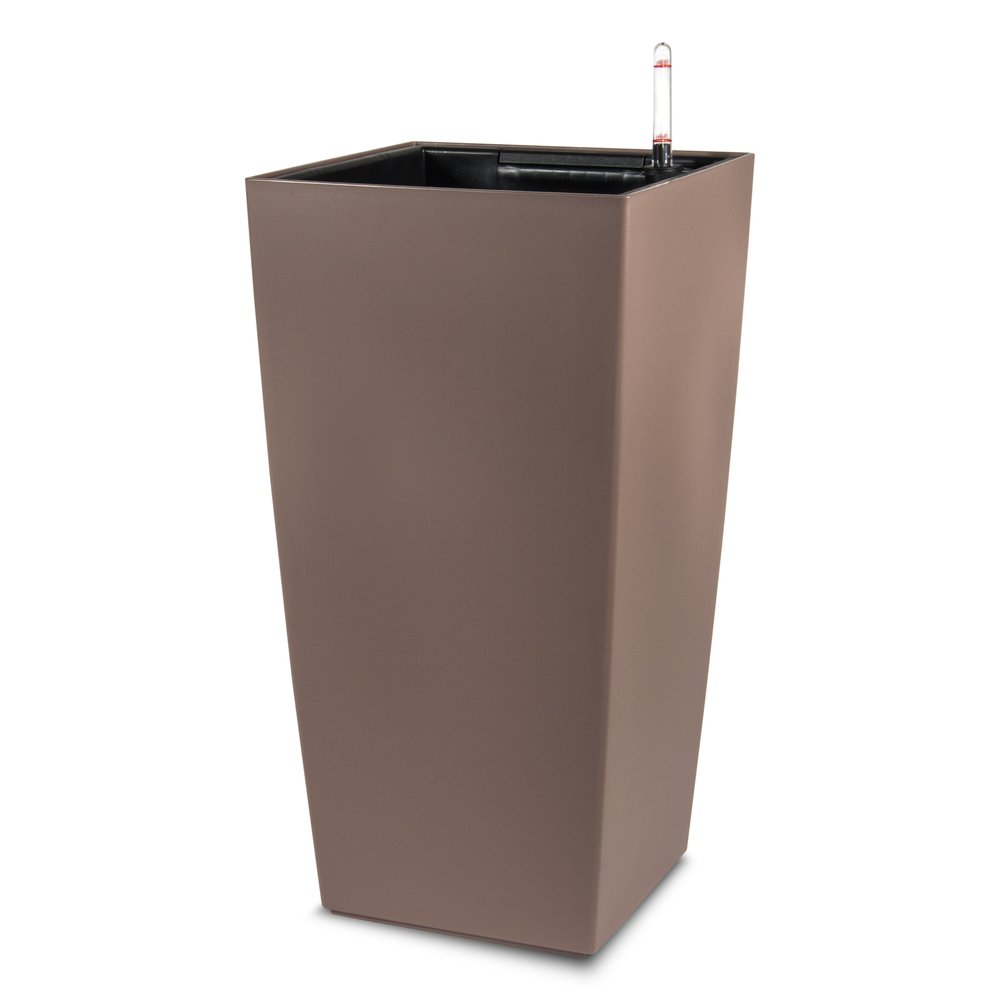 Кашпо Lechuza "Color Cubico Complete nutmeg" (пластик), 30x30xH56 см Мокка