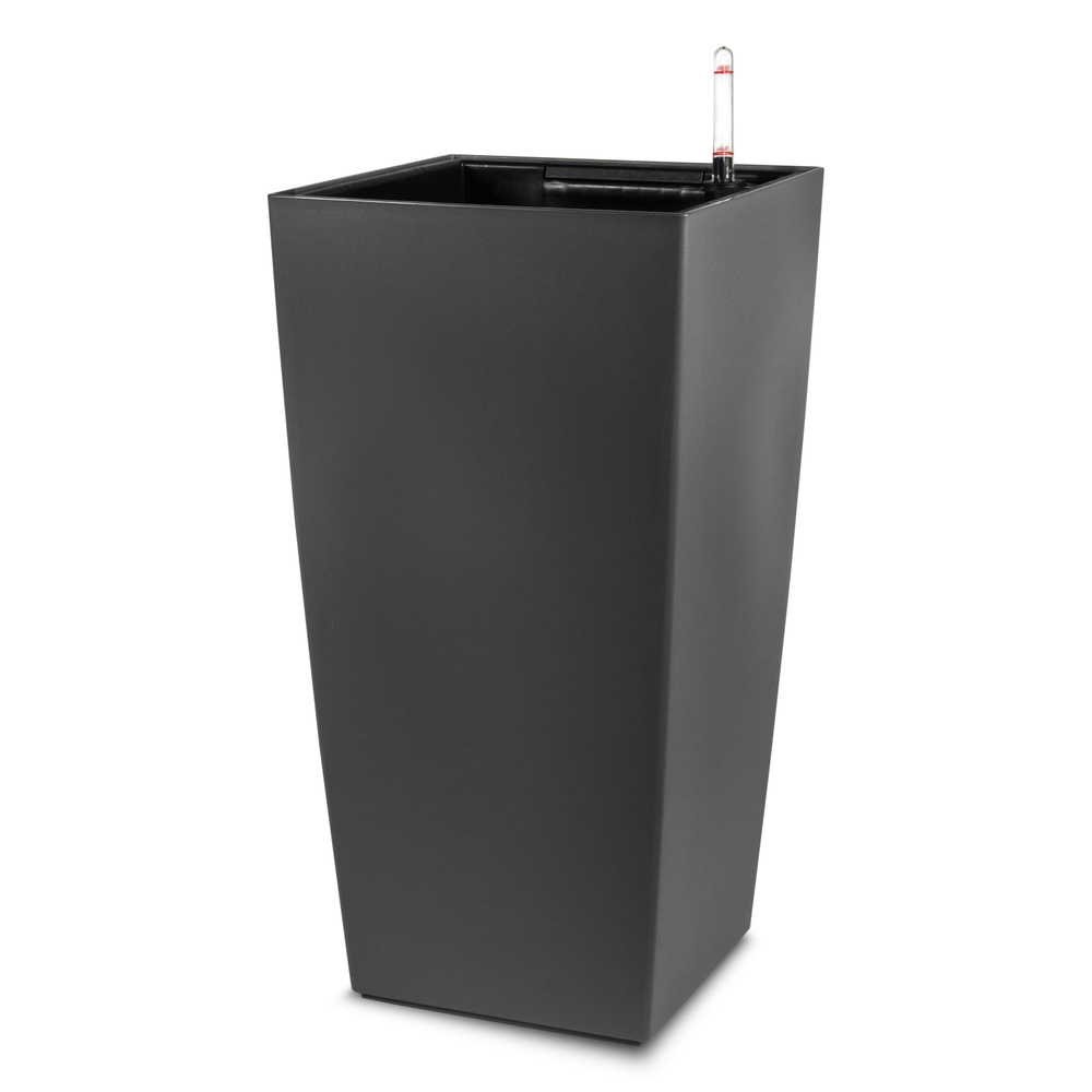 Кашпо Lechuza "Color Cubico Complete slate" (пластик), 30x30xH56 см Серый