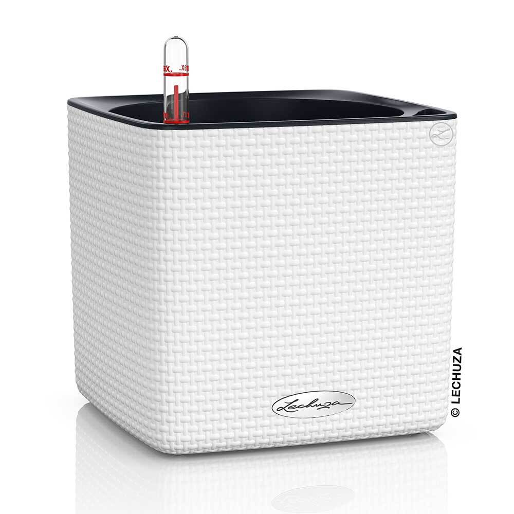 Кашпо Lechuza "Cube Color Complete white," (пластик), 14x14xH14 см Белый