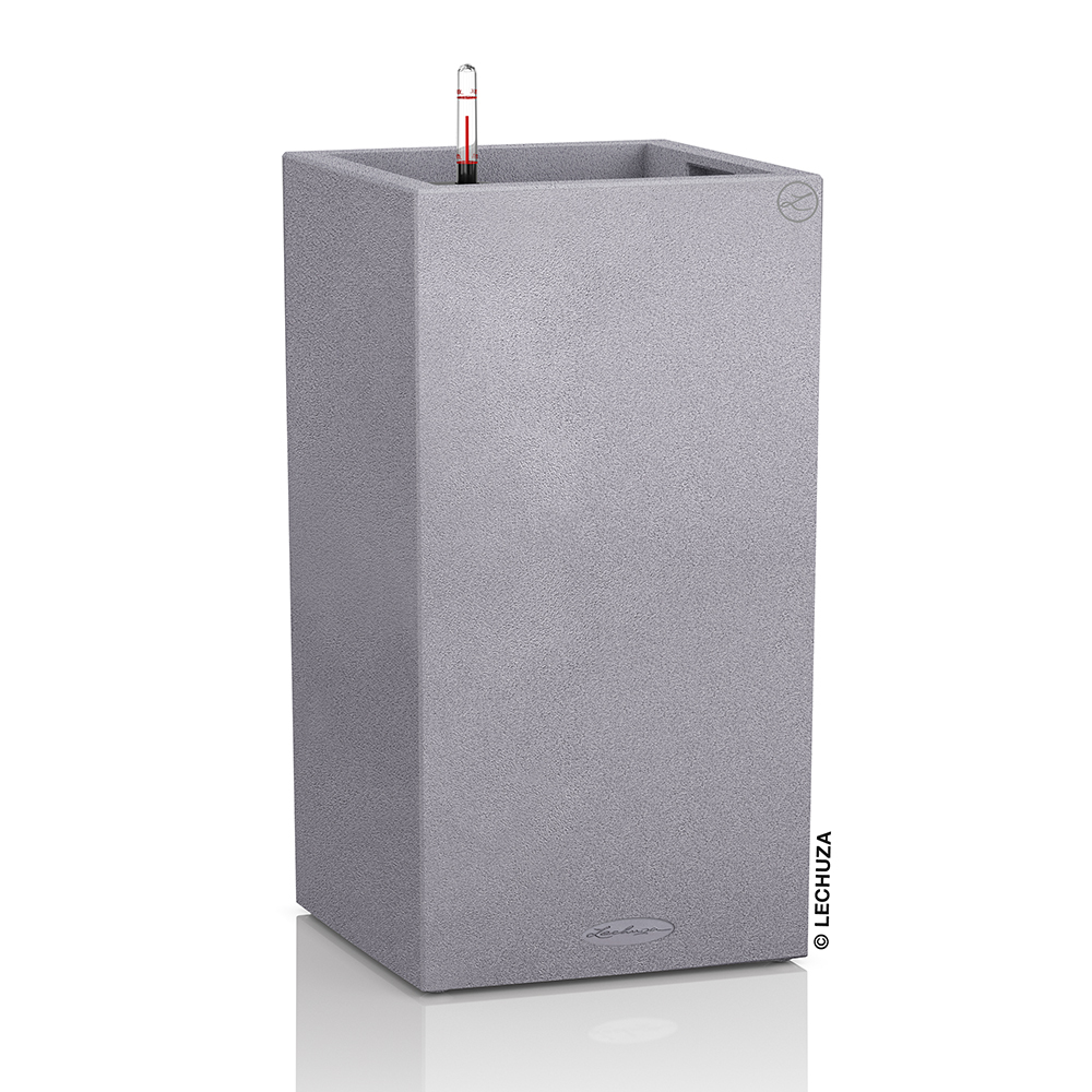 Кашпо Lechuza "Canto Complete stone grey" (пластик), 30x30xH56 см Серый