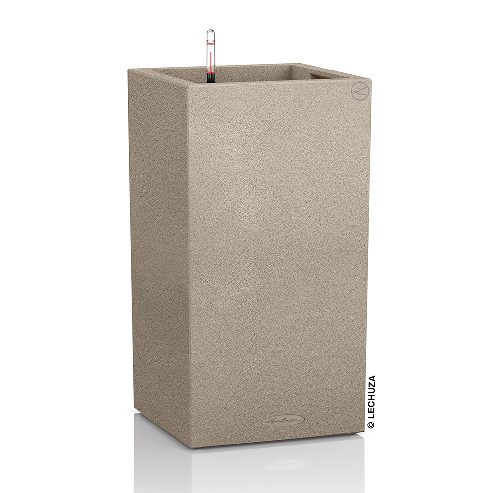 Кашпо Lechuza "Canto Complete sandy beige" (пластик), 30x30xH56 см Бежевый