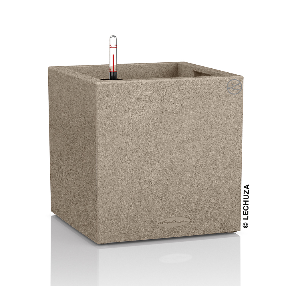 Кашпо Lechuza "Canto Complete sandy beige" (пластик), 30x30xH30 см Бежевый