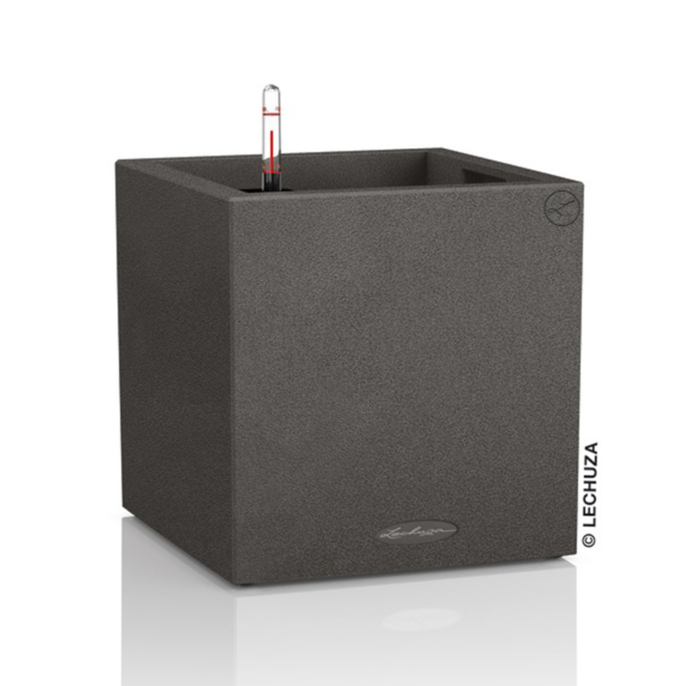 Кашпо Lechuza "Canto Complete graphite black" (пластик), 30x30xH30 см Графитовый-черный