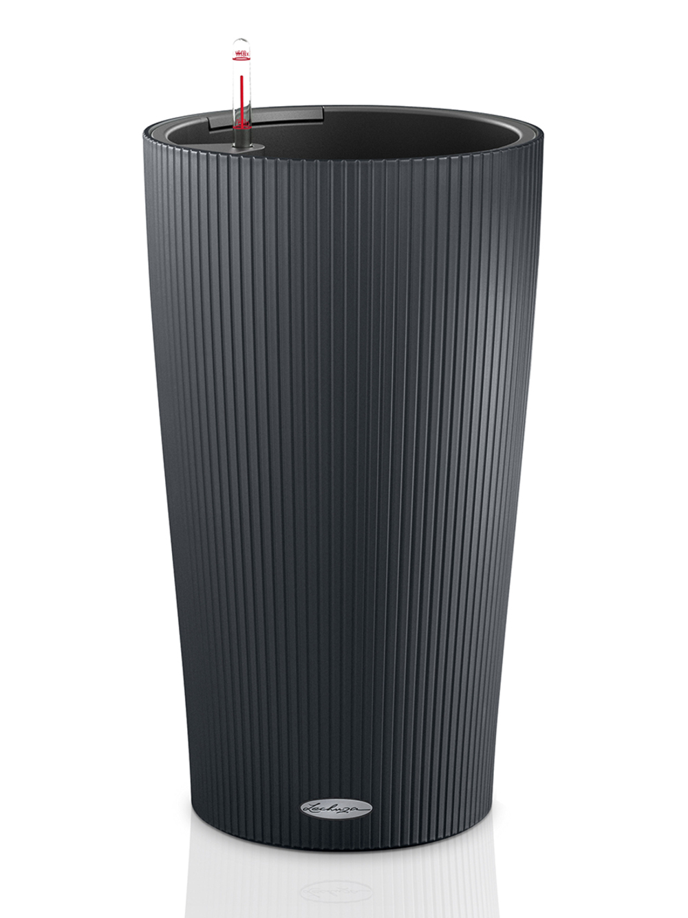 Кашпо Lechuza "Cilindro Color Complete slate" (пластик), D23xH41 см Серый