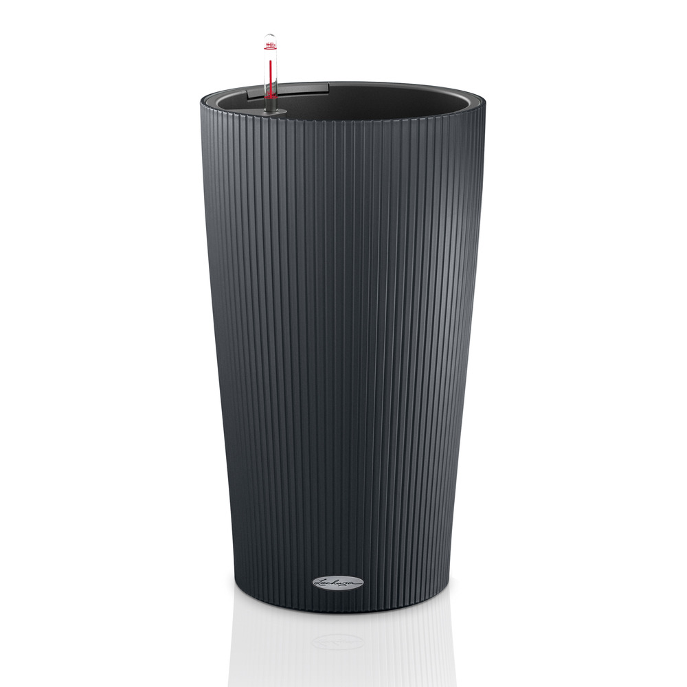 Кашпо Lechuza "Cilindro Color Complete slate" (пластик), D32xH56 см Серый