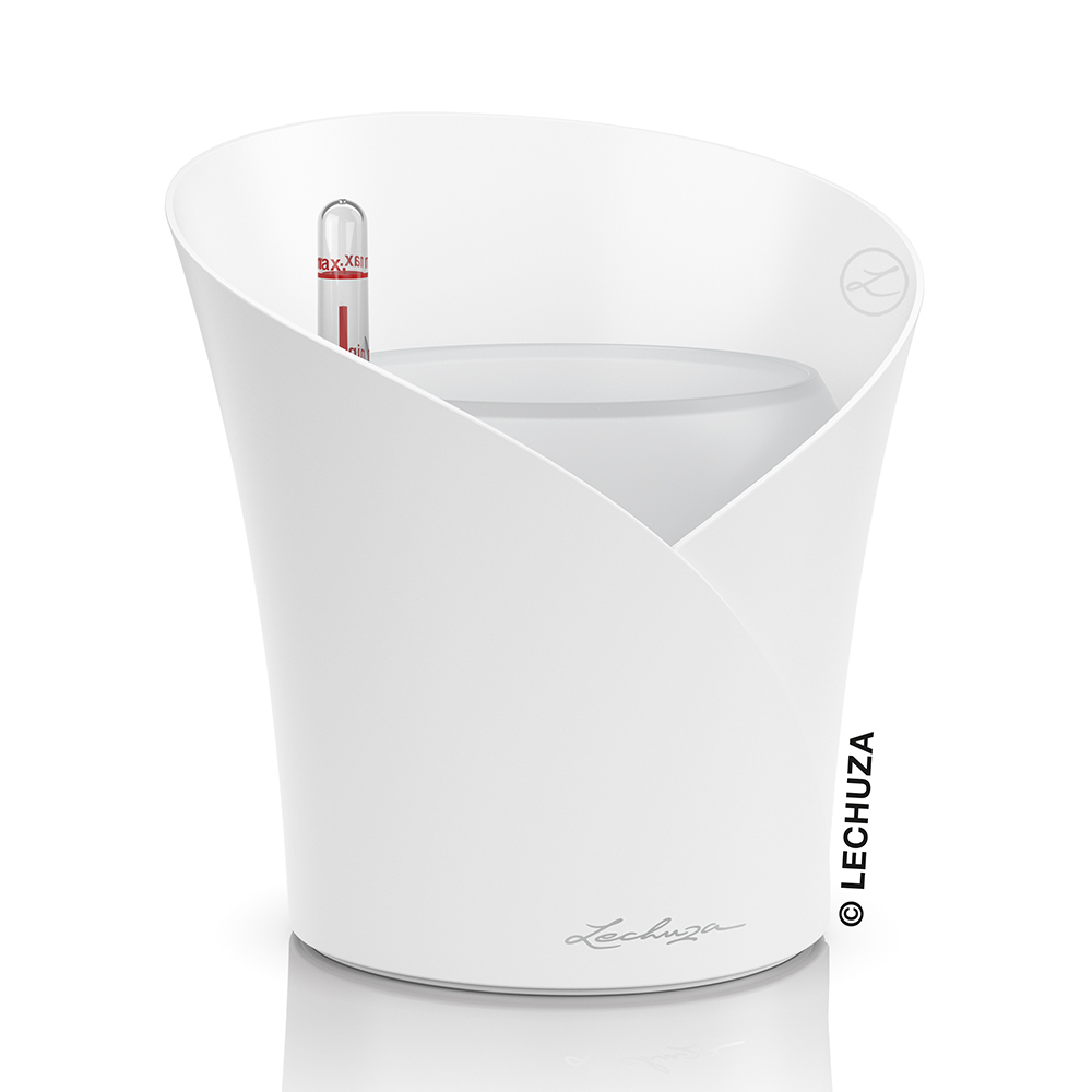 Кашпо Lechuza "Orchidea Complete white matt" (пластик), 18x18x20 см Белый матовый