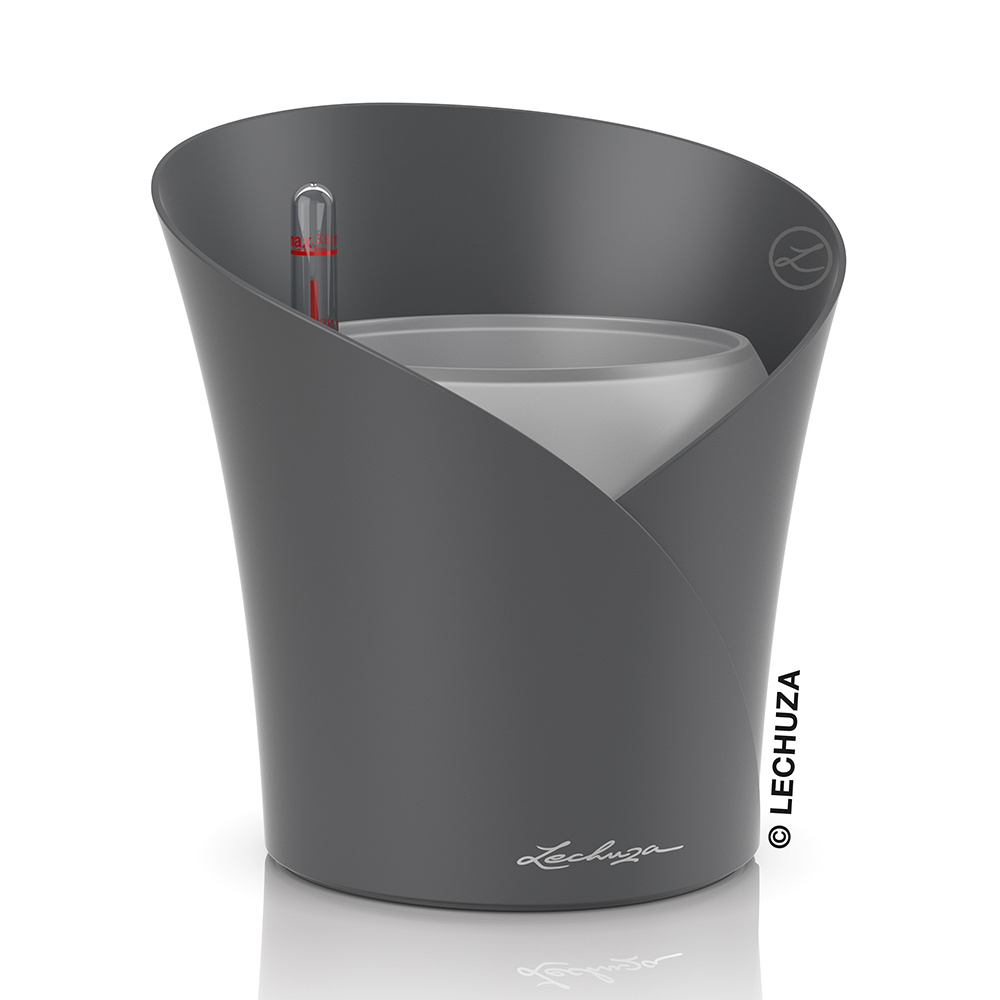 Кашпо Lechuza "Orchidea Complete slate matt" (пластик), 18x18xH20 см Серый матовый