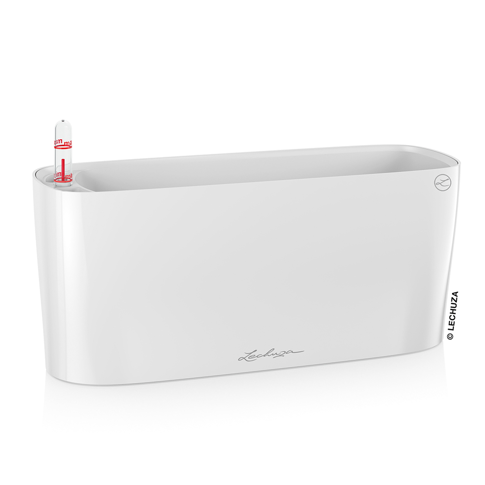 Кашпо Lechuza "Delta Complete white high gloss" (пластик), 30x11xH13 см Белый блестящий