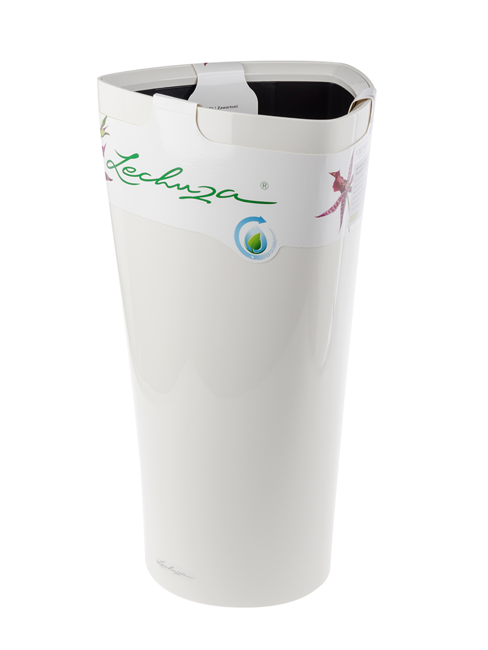 Кашпо Lechuza "Delta Complete white high gloss" (пластик), D40xH75 см Белый блестящий