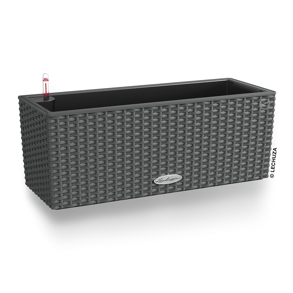 Кашпо Lechuza "Balconera Cottage Complete granite" (пластик), 50x19xH19 см Серый