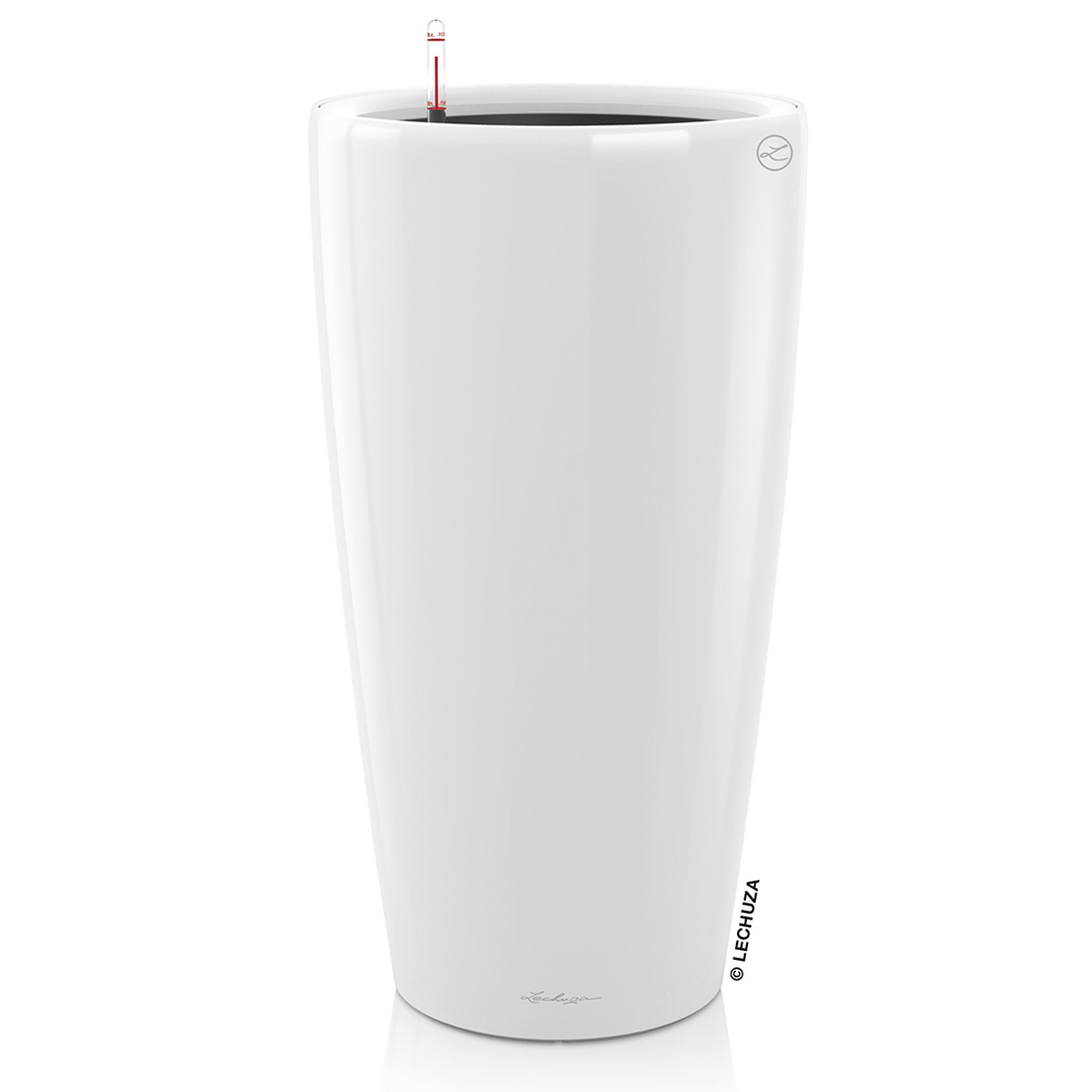 Кашпо Lechuza "Rondo Complete white high gloss" (пластик), D40xH75 см Белый блестящий