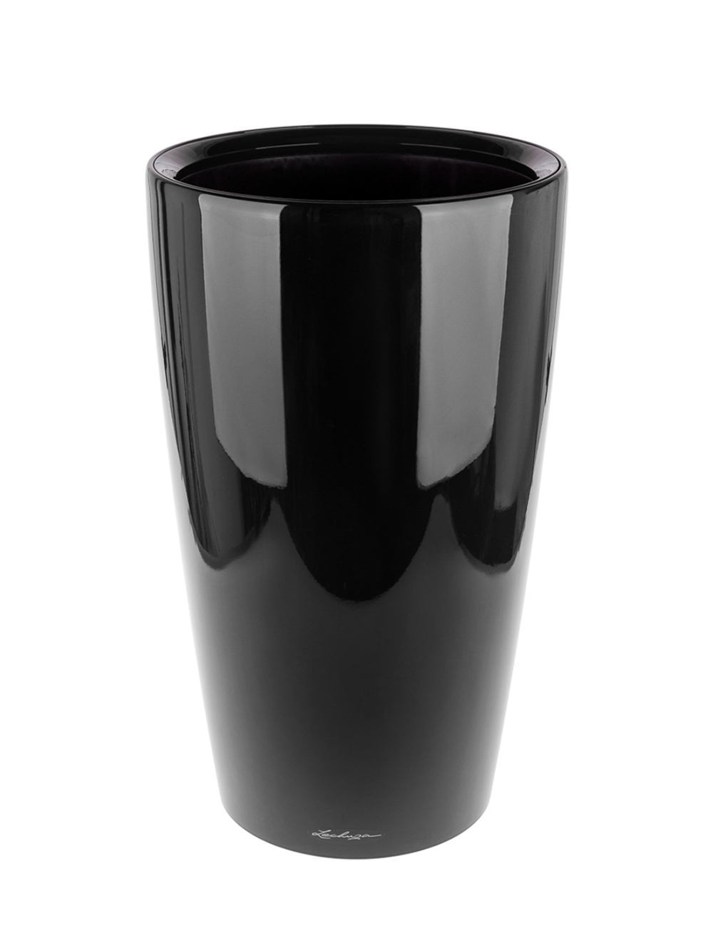 Кашпо Lechuza "Rondo Complete black high gloss" (пластик), D40xH75 см Черный блестящий