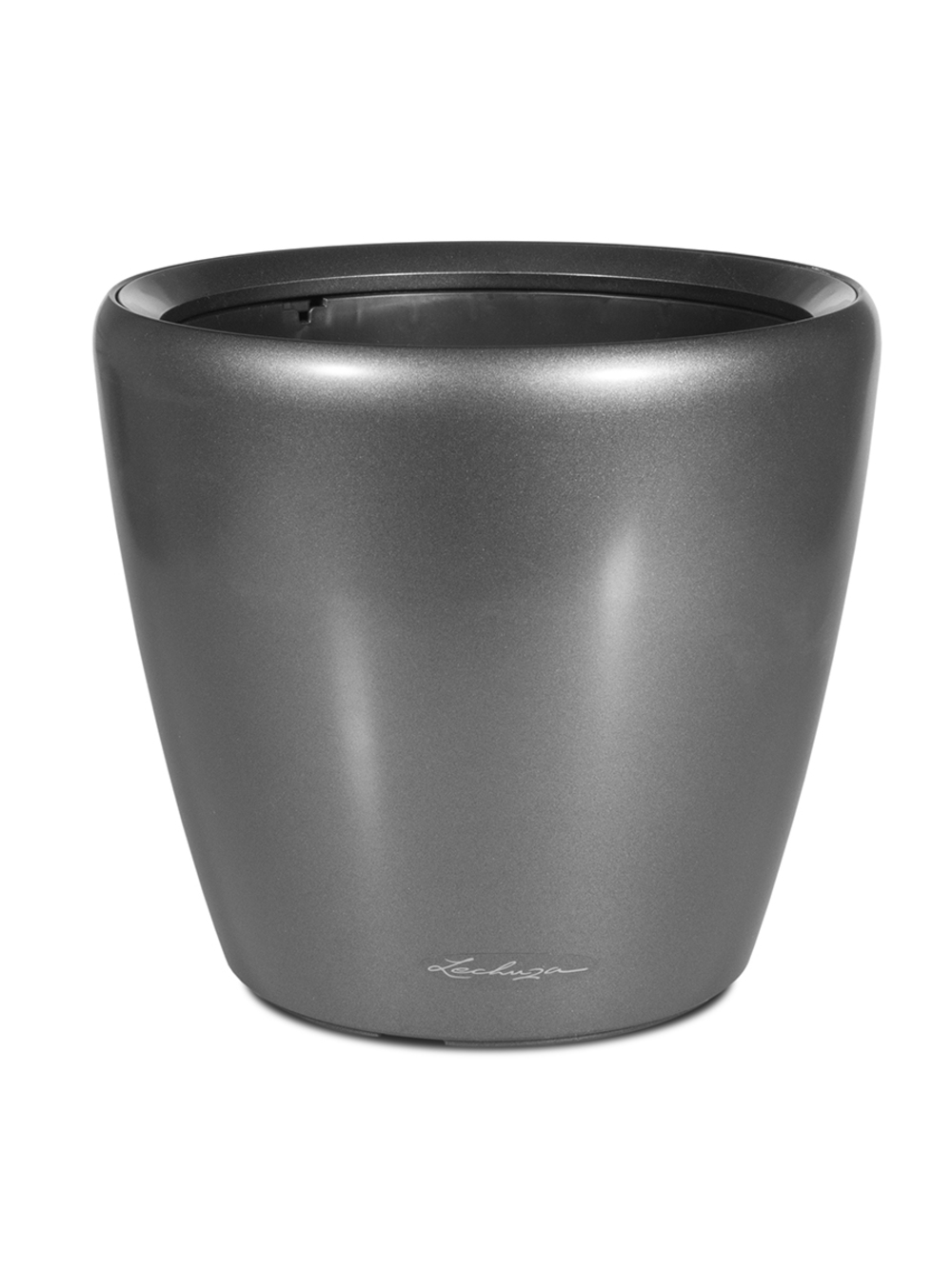 Кашпо Lechuza "Classico LS Complete charcoal metallic" (пластик), D35xH33 см Антрацитовый металлик