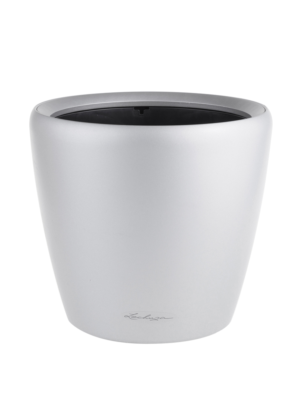 Кашпо Lechuza "Classico LS Complete silver metallic" (пластик), D35xH33 см Серебряный металлик