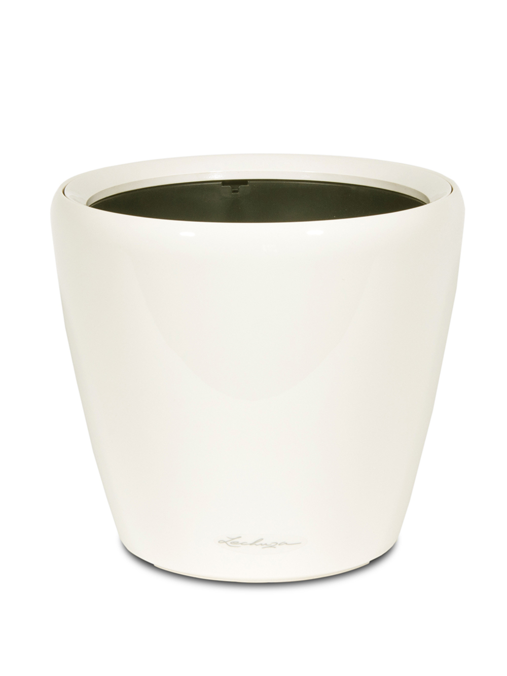 Кашпо Lechuza "Classico LS Complete white high gloss" (пластик), D43xH40 см Белый блестящий