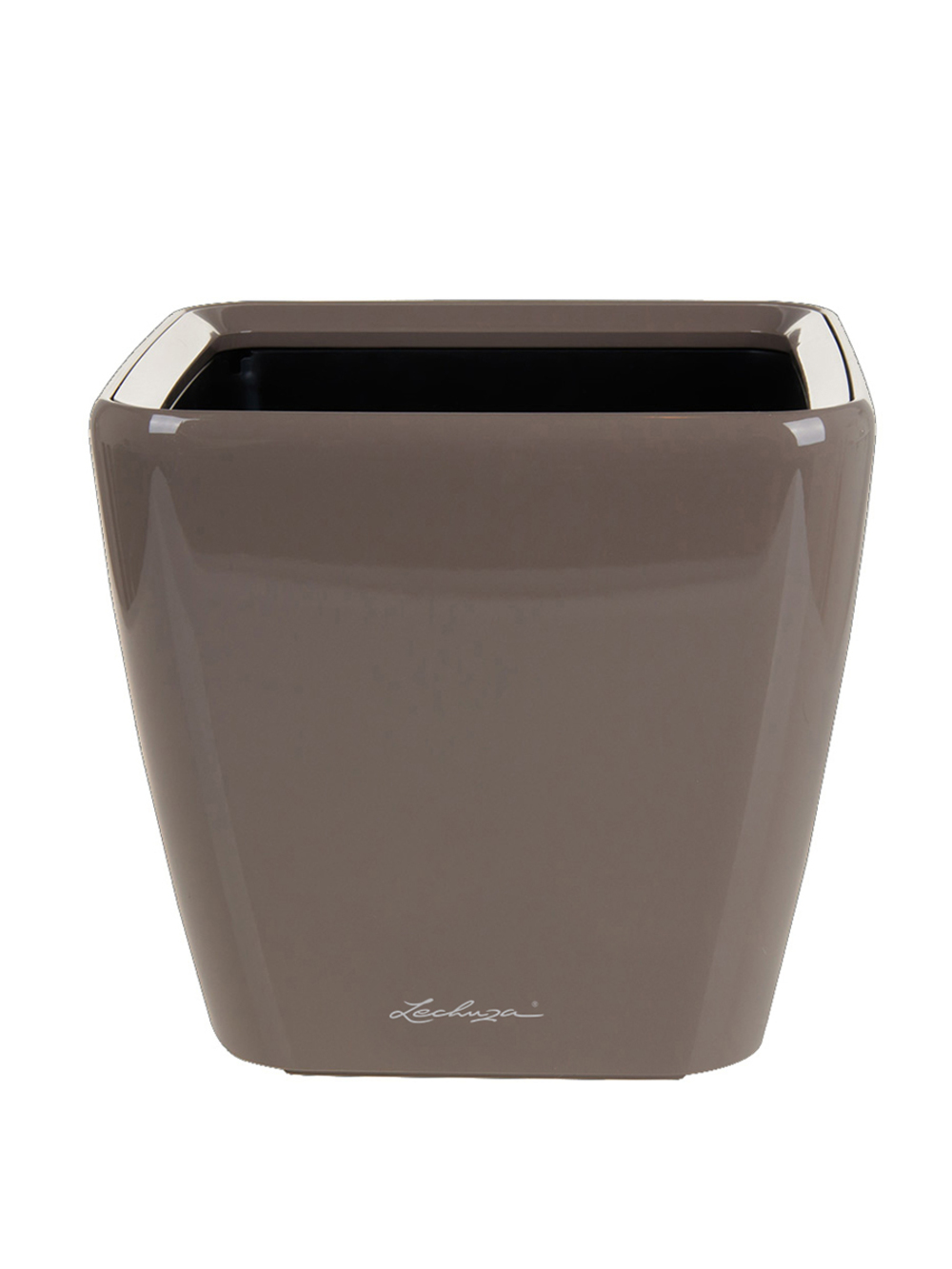 Кашпо Lechuza "Quadro LS Complete taupe high gloss" (пластик), 21x21xH20 см Коричневый-серый
