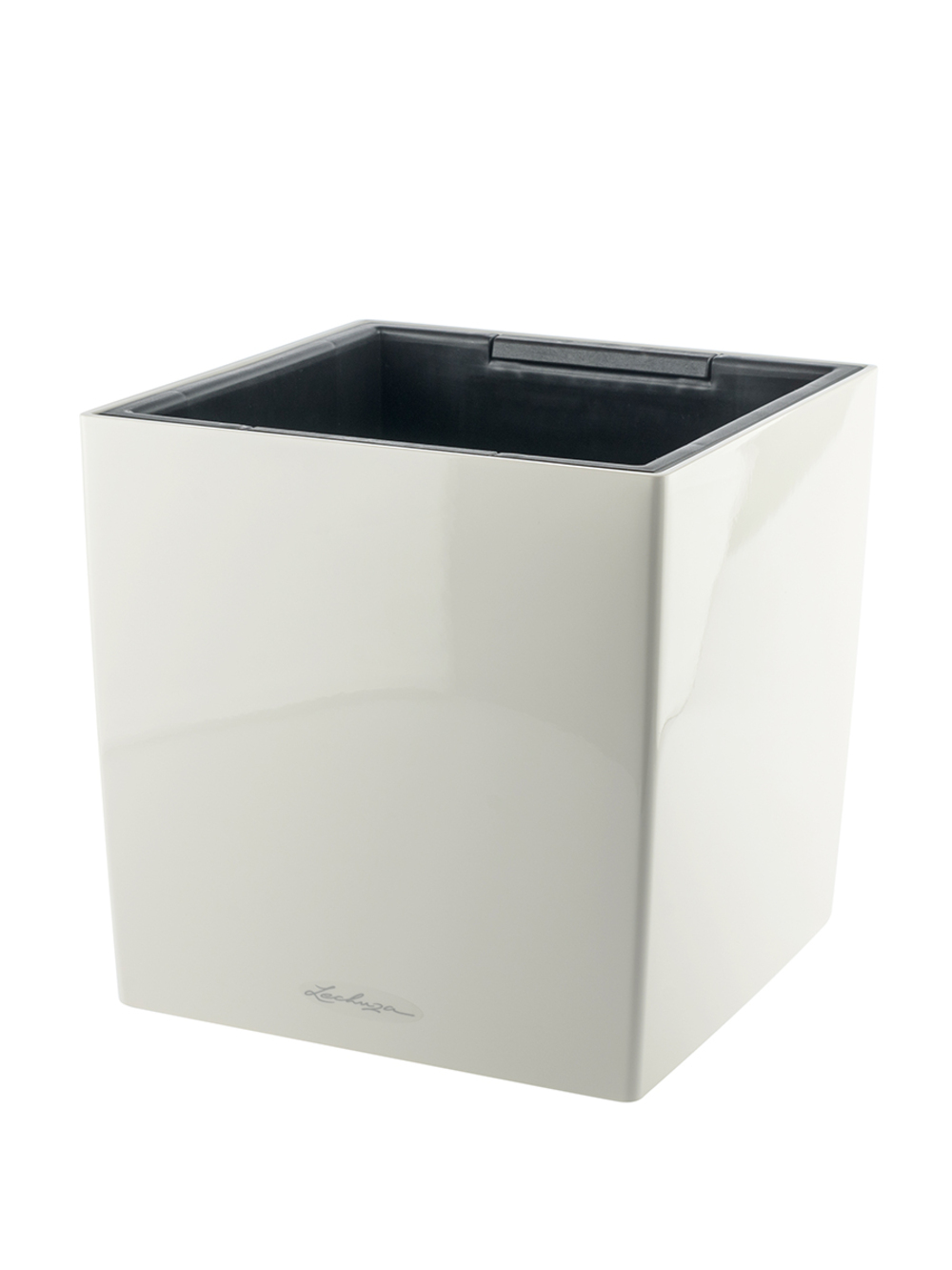 Кашпо Lechuza "Cube Premium Complete white high gloss" (пластик), 30x30xH30 см Белый блестящий