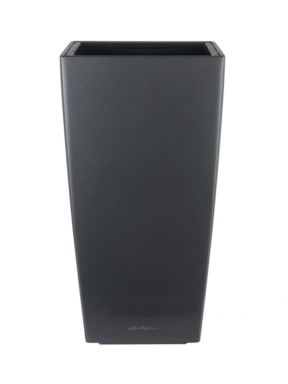 Кашпо Lechuza "Cubico Complete charcoal metallic" (пластик), 30x30xH56 см Антрацитовый металлик