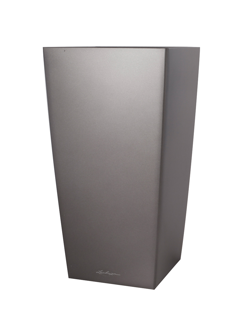 Кашпо Lechuza "Cubico Complete charcoal metallic" (пластик), 40x40xH75 см Антрацитовый металлик