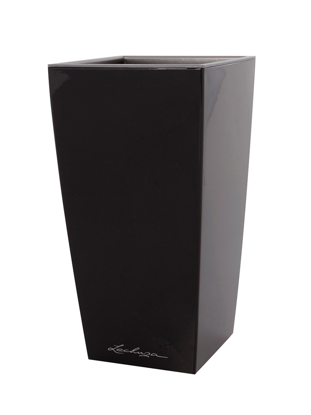 Кашпо Lechuza "Cubico Complete black high gloss" (пластик), 40x40xH75 см Черный блестящий