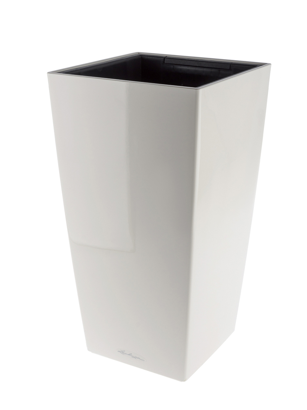 Кашпо Lechuza "Cubico Complete white high gloss" (пластик), 22x22xH41 см Белый блестящий
