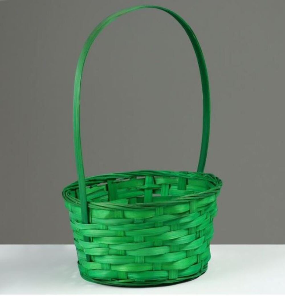 Корзина плетеная (бамбук), 30x22xH13/49 см Зеленый