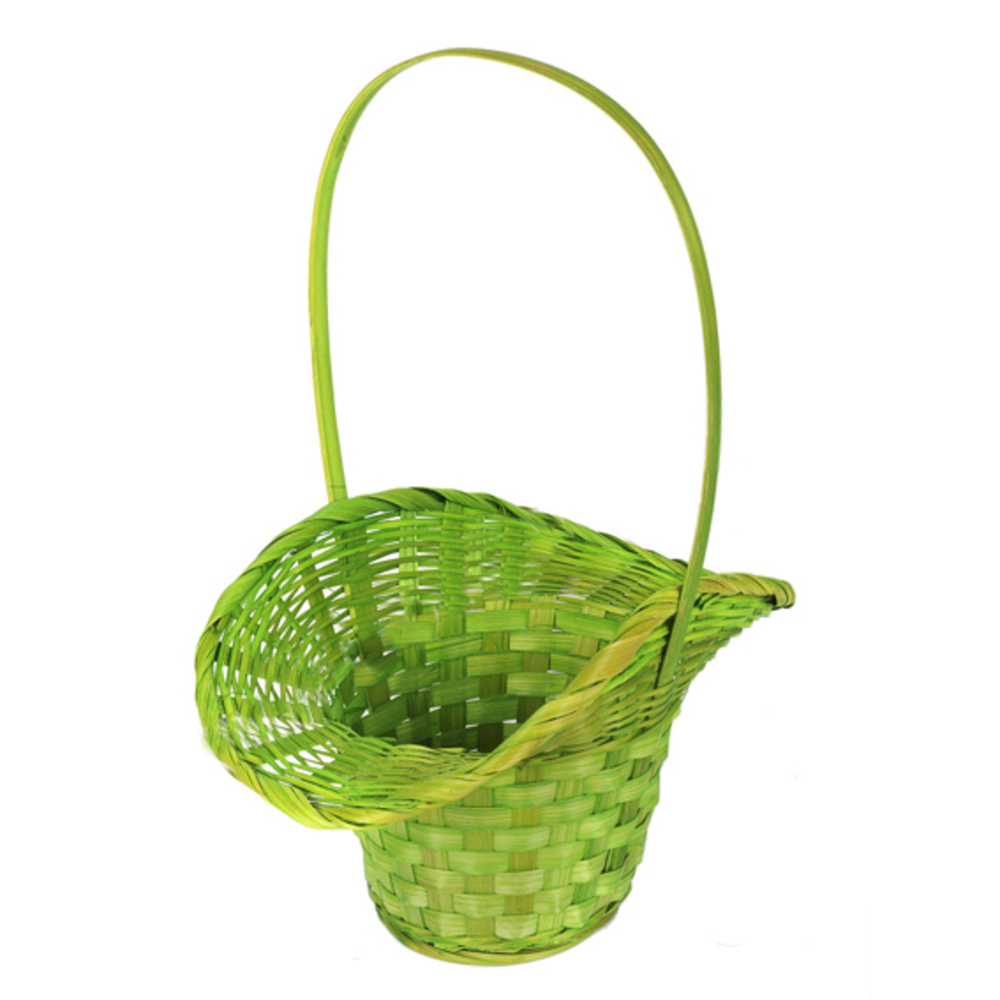 Корзина плетеная "Шляпа" (бамбук), D21xH14/29 см Зеленый