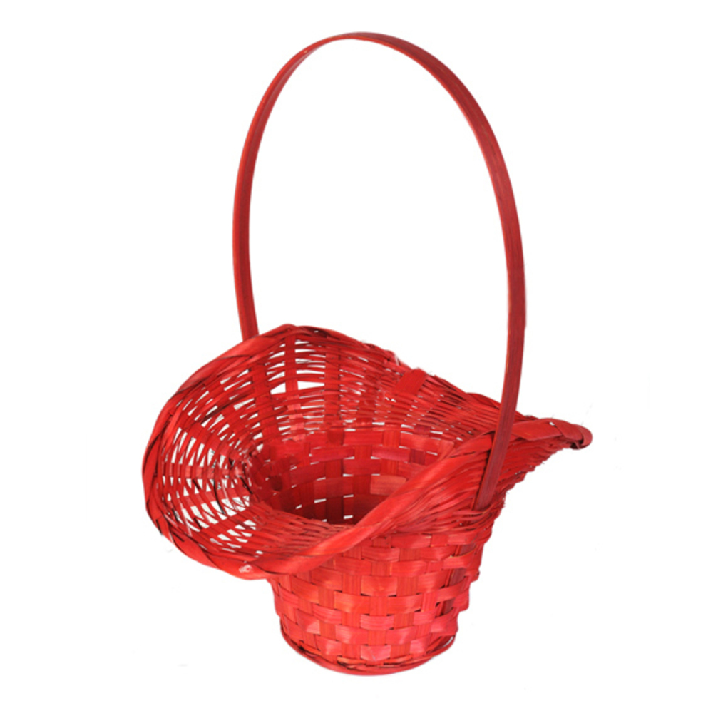 Корзина плетеная "Шляпа" (бамбук), D21xH14/29 см Красный