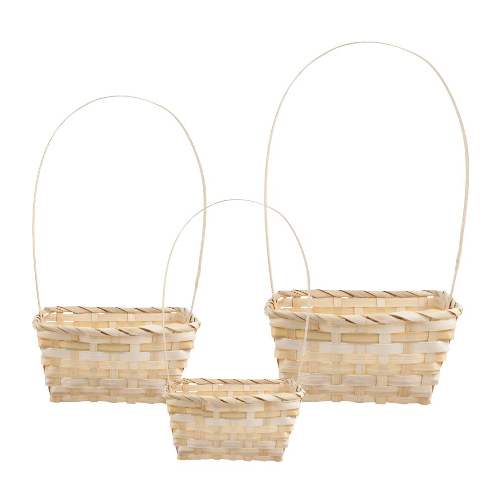 Корзина плетеная (бамбук), 19x19xH9/32 см - 13x13xH7/30 см, набор (3 шт) Натуральный