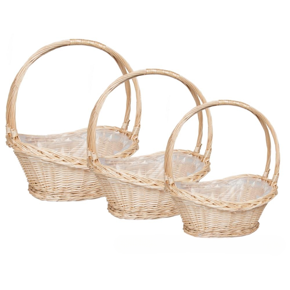 Корзина плетеная (ива), 50x36xH18/52 см, 43x39,5xH15,5/45,5 см, 36x23xH13/39 см, набор (3 шт) Натура Натуральный