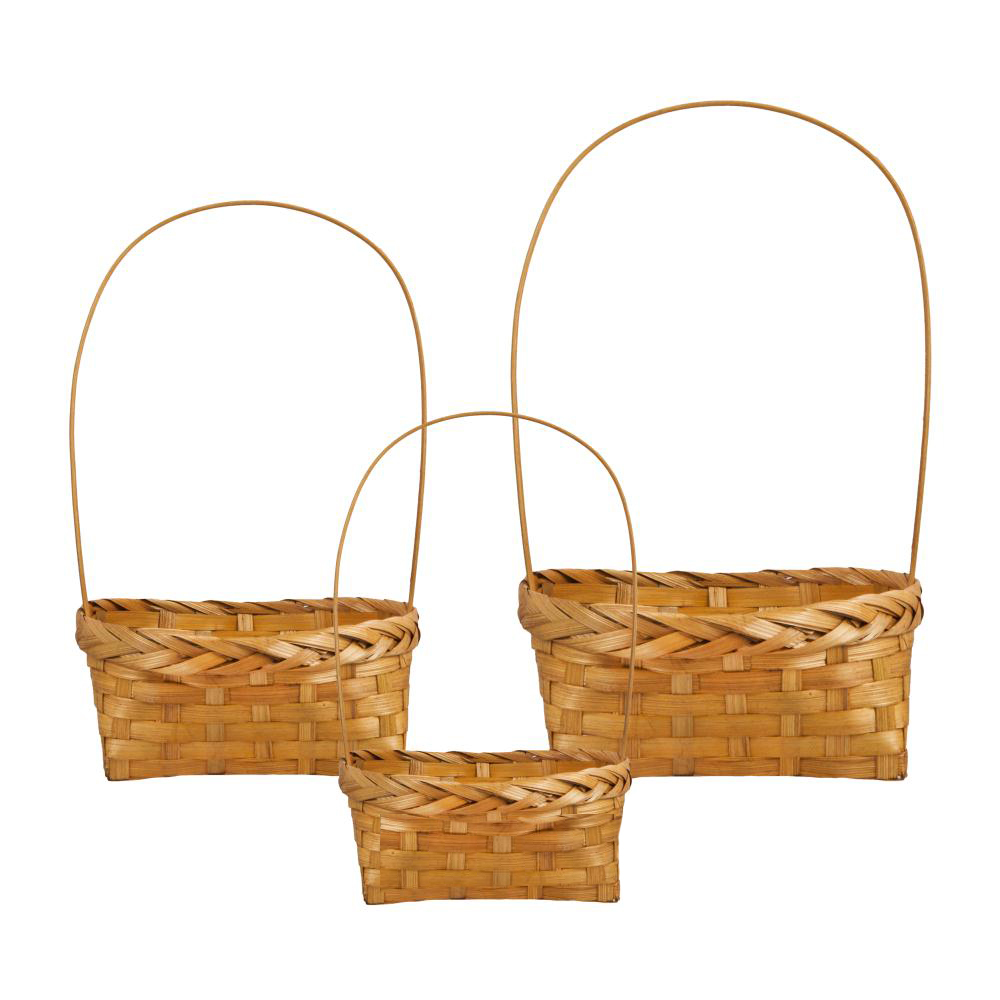 Корзина плетеная (бамбук), D25xH10/36 см - D19xH9/32 см, набор (3 шт) Коричневый