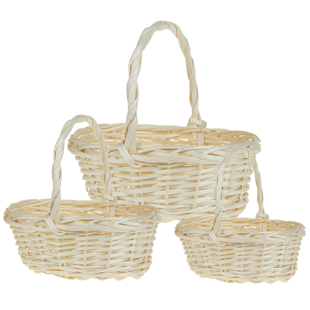 Корзина плетеная (ива), 31x24xH11/30 см - 22x15xH9/22 см, набор (3 шт) Натуральный