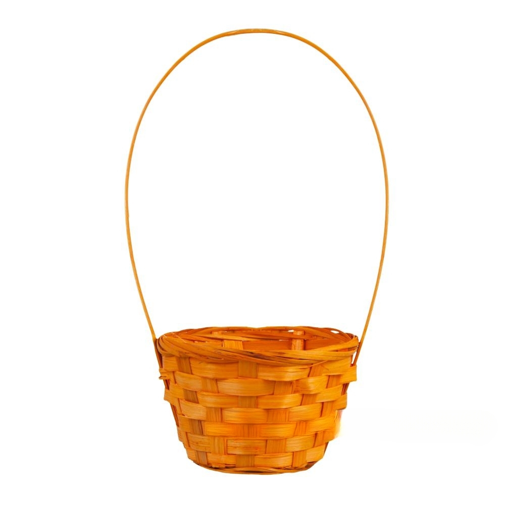 Корзина плетеная (бамбук), D13xH9,5/28 см Оранжевый