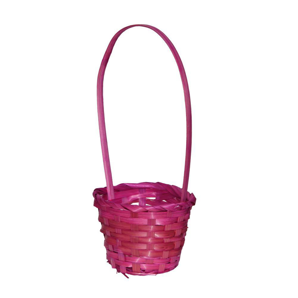 Корзина плетеная (бамбук), D13xH9,5/28 см Розовый