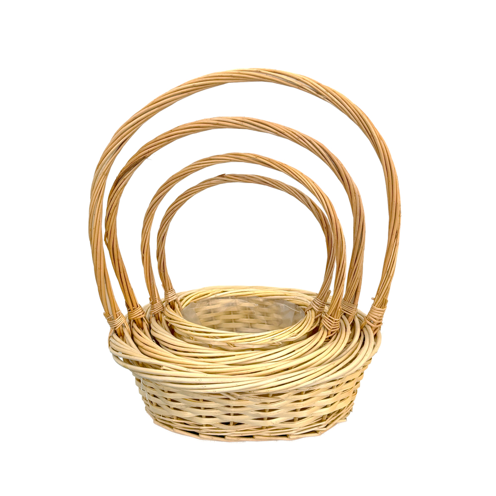 Корзина плетеная (ива), 46x38xH14/54 см - 28x22xH11/33 см, набор (4 шт) Натуральный