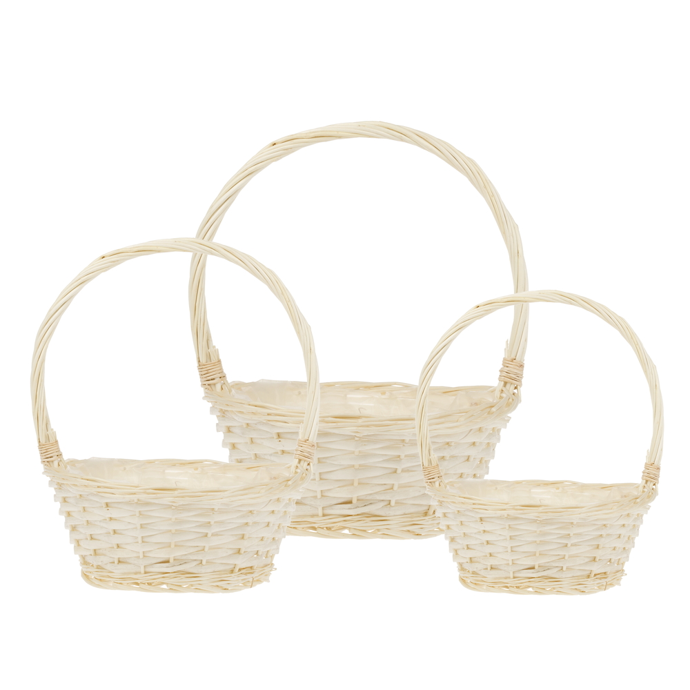 Корзина плетеная (ива), D32xH13/36 см - D23xH10/30 см, набор (3 шт) Натуральный