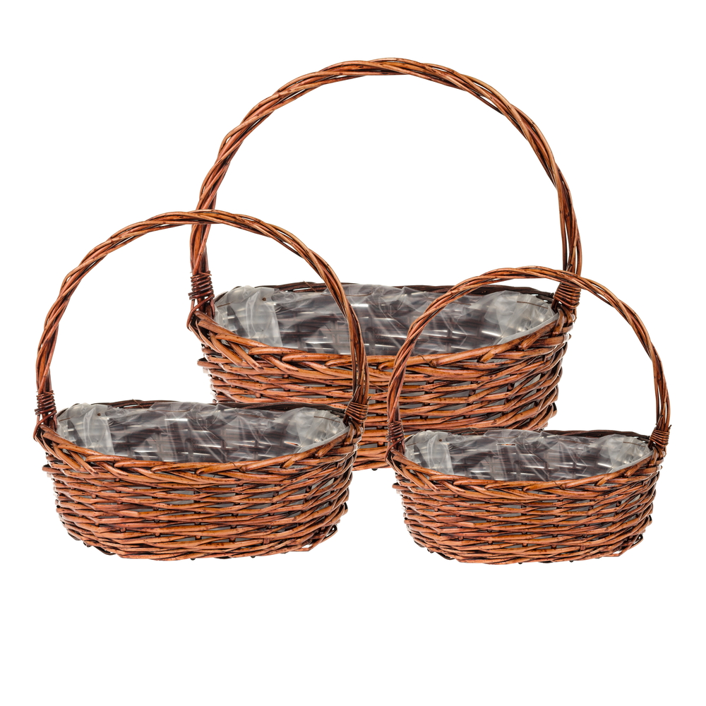 Корзина плетеная (ива), 46x38xH16/42 см - 33x27xH12/32 см, набор (3 шт) Белый