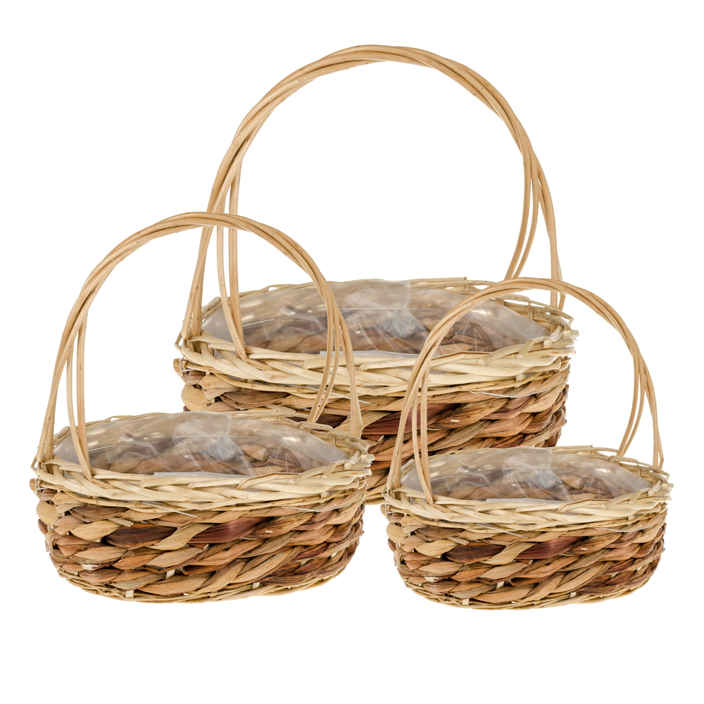 Корзина плетеная (ива), 38x32xH13/38 см, 37x27xH12/33 см, 28x22xH10/28 см, набор (3 шт) Натуральный