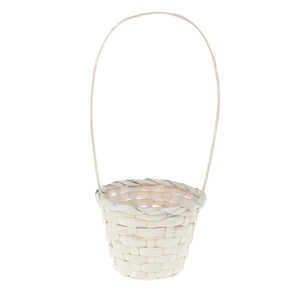 Корзина плетеная (бамбук), D13xH9,5/28 см Белый