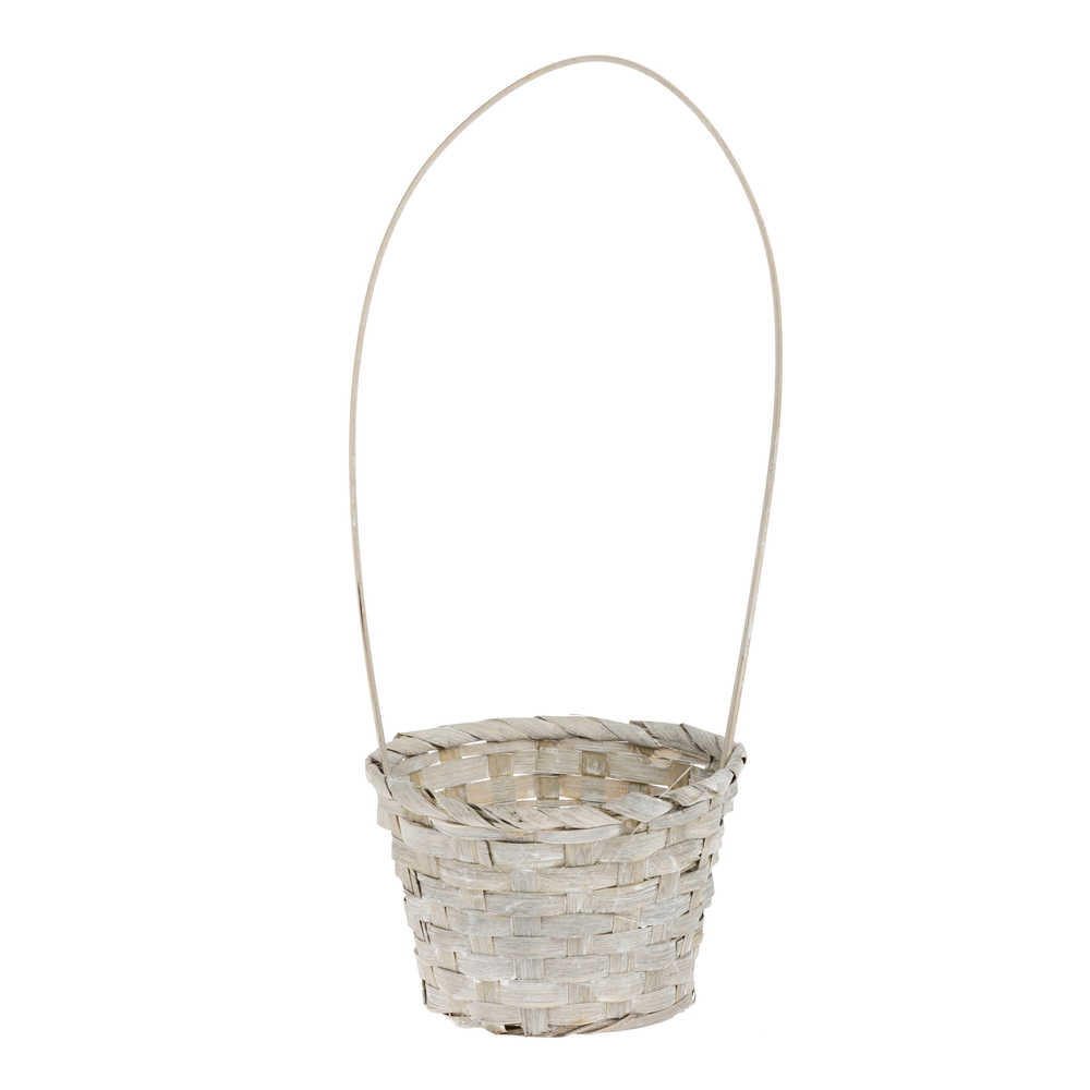 Корзина плетеная (бамбук), D13xH9,5/28 см Серый