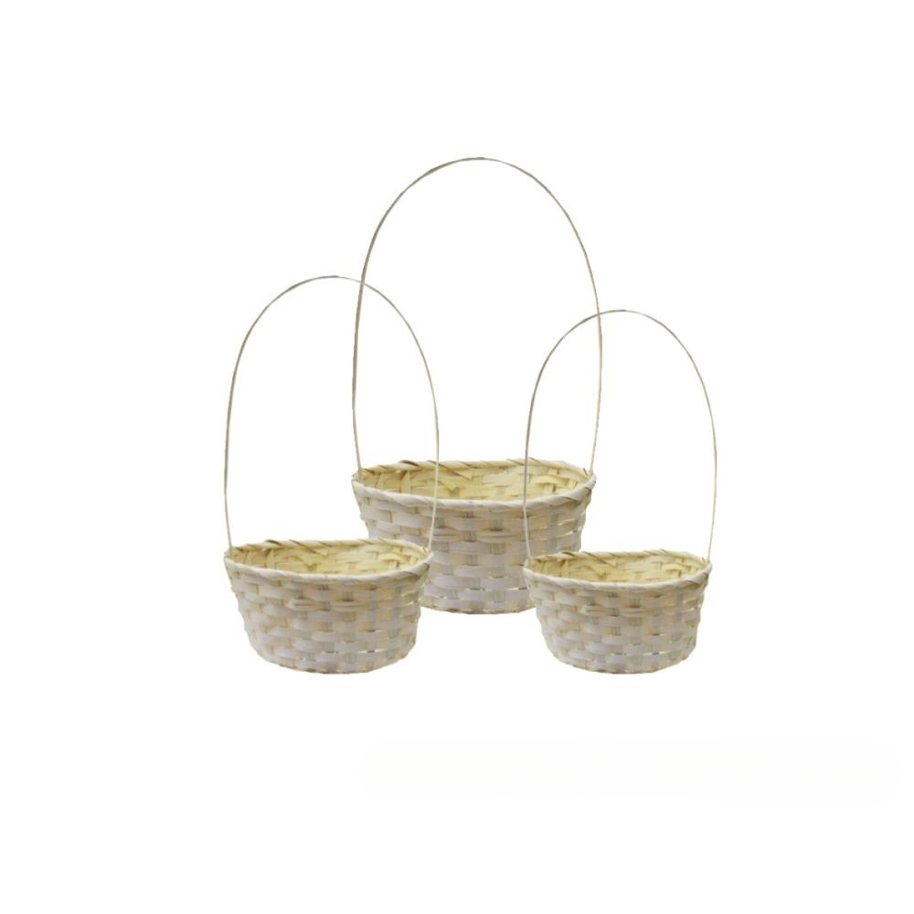 Корзина плетеная (бамбук), 27x21xH10/38 см - 22x18xH10/34 см, набор (3 шт) Белый