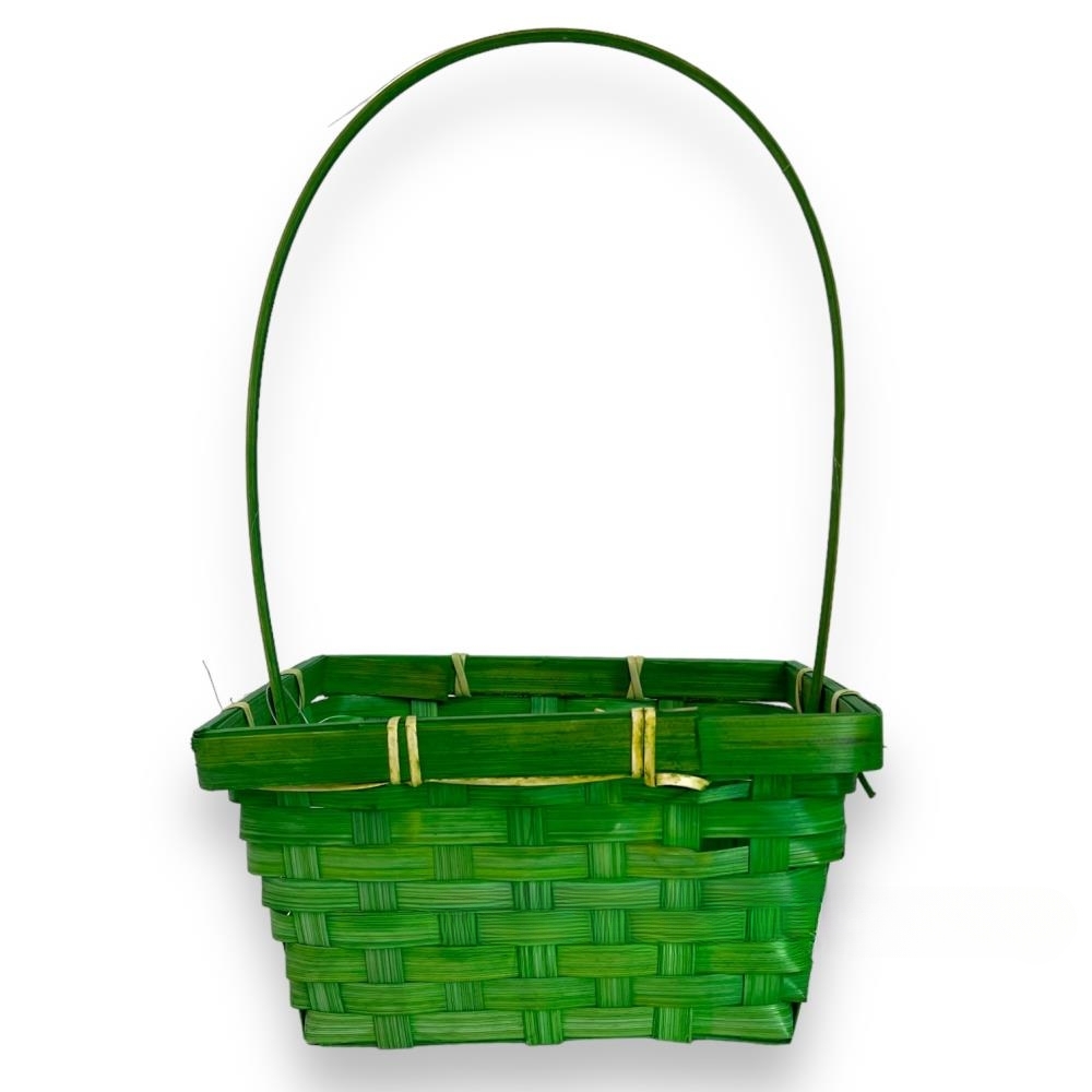 Корзина плетеная (бамбук), 19x14,5xH9/37 см Зеленый