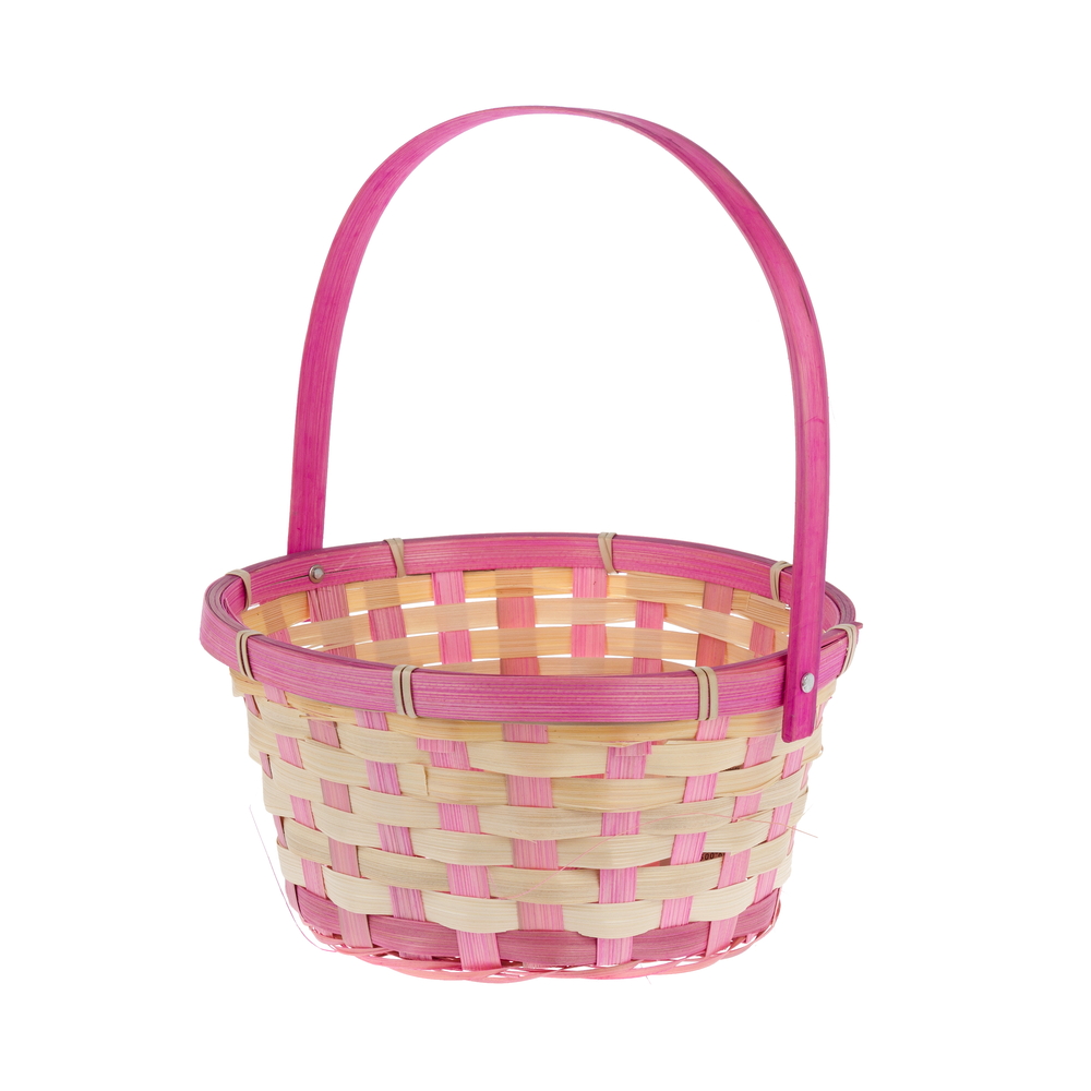 Корзина плетеная "Кант" (бамбук), D21xH10/24 см Розовый