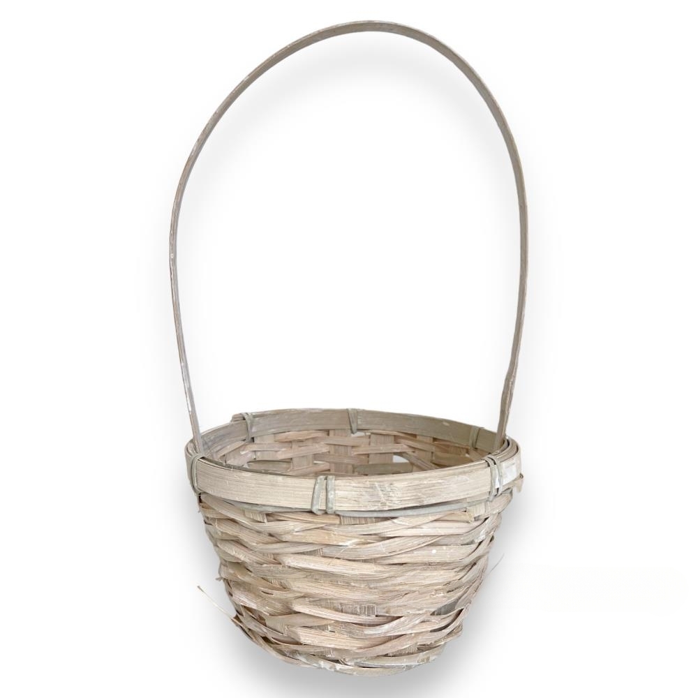 Корзина плетеная (бамбук), D17xH10,5/33 см Белый