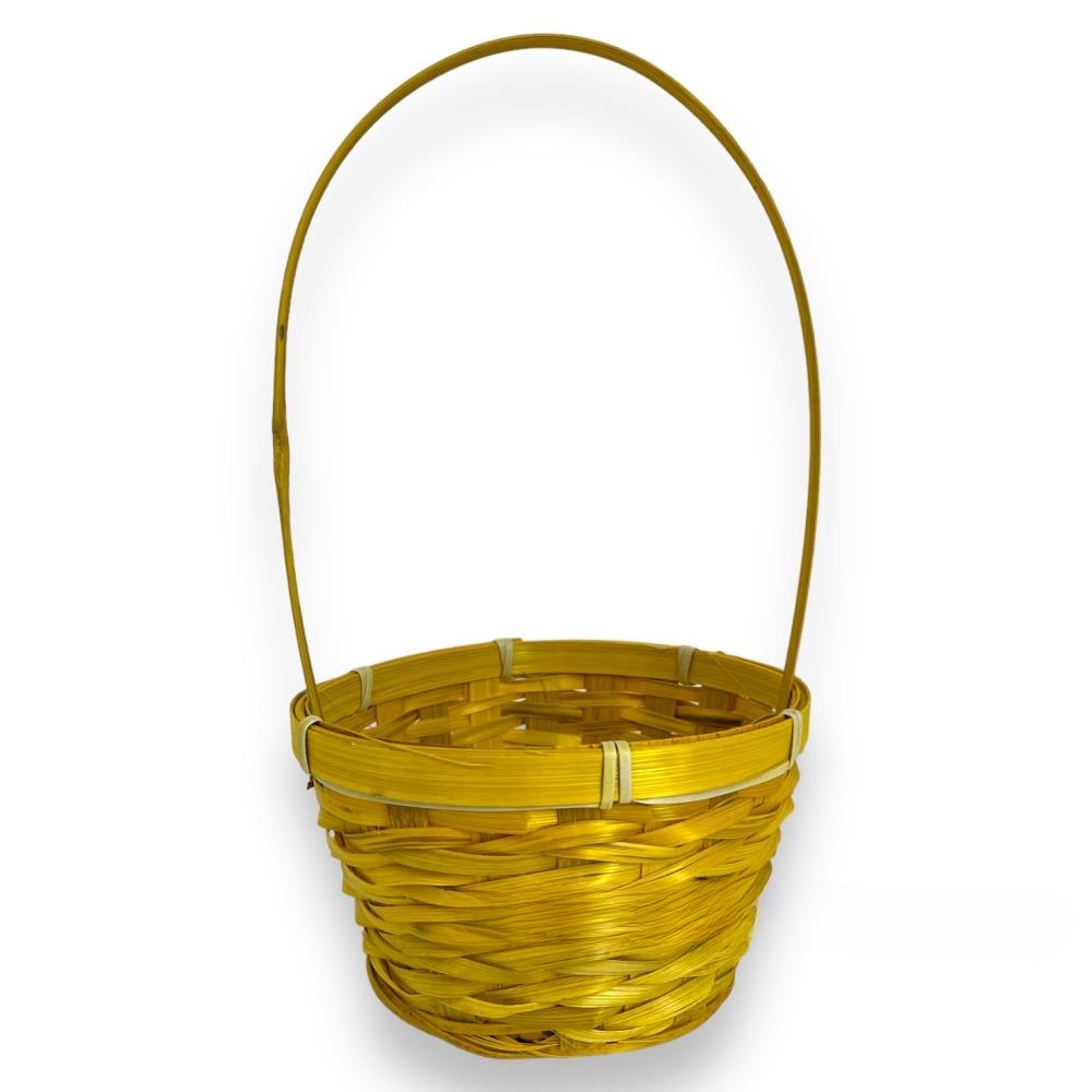 Корзина плетеная (бамбук), D17xH10,5/33 см Желтый