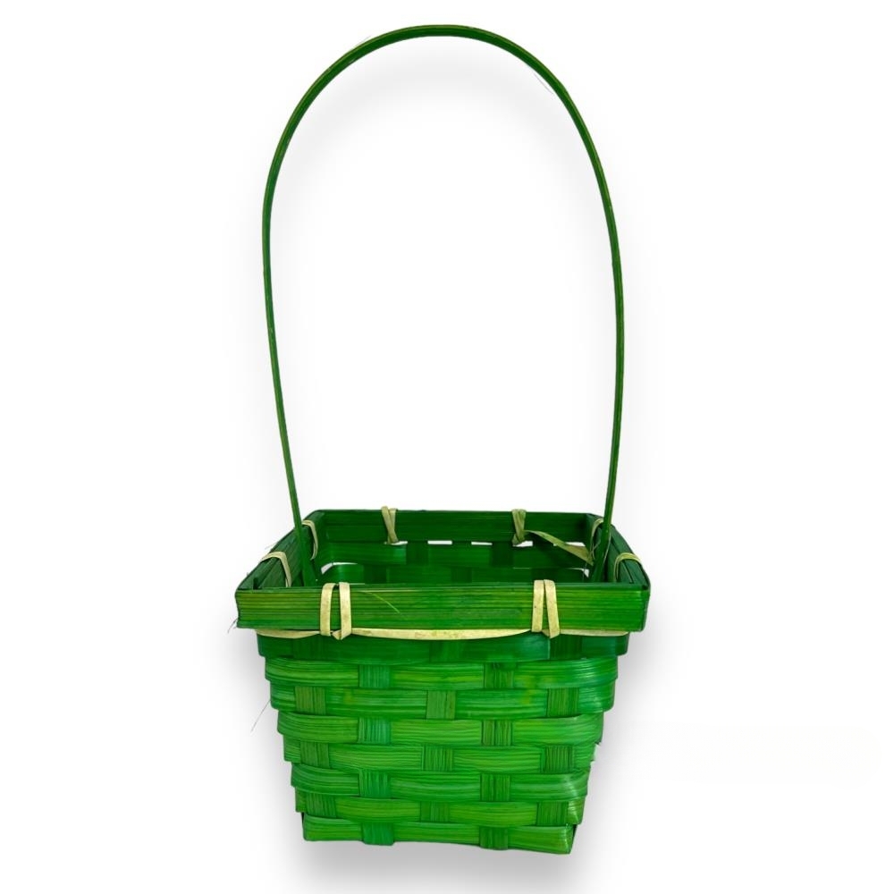 Корзина плетеная (бамбук), 14x14xH9,5/32 см Зеленый